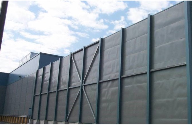 Air cooling fans on a data center facility near a residential community